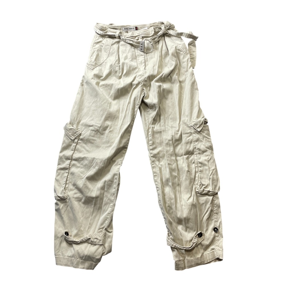 Zara SRPLS‎ Medium Beige Cargo Belted Slit Pockets Cotton Blend